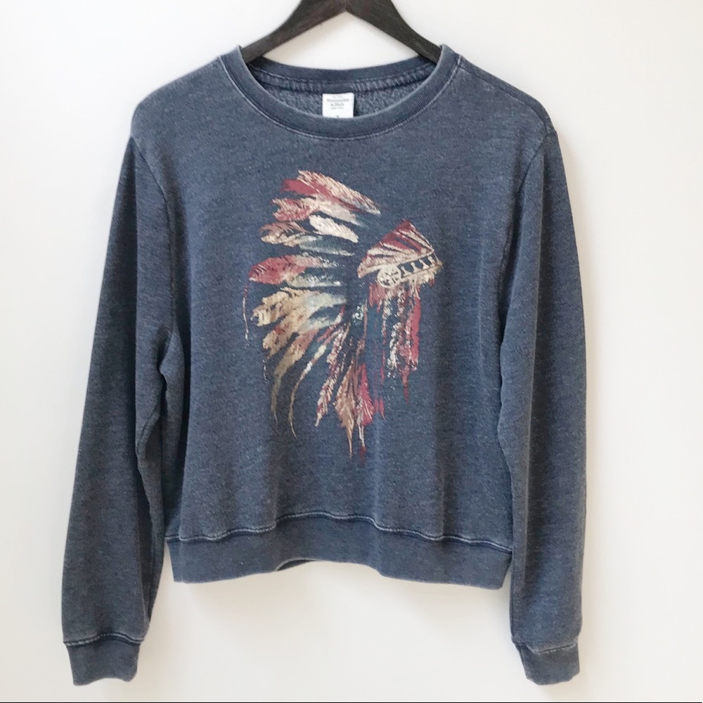 Abercrombie Distressed Metallic Tribal Sweatshirt